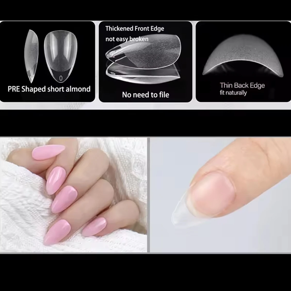240 Pieces/Box Half-Matte XXS Almond-Shaped Full-Cover Soft Gel False Nails – Perfect for Extra-Short Nail Beds