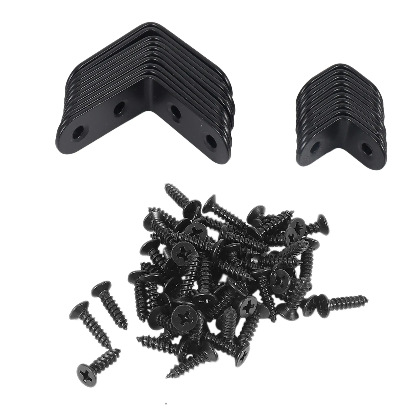 20 pcs Black L Brackets 90 Degree Angle Stainless Steel Joint Bracket Fastener for Wood Chair Bookshelf Board Window Furnitur