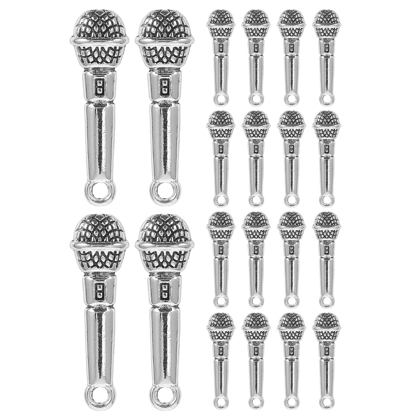 Music Charms for Jewelry Making Microphone Pendant Mini Necklace Bracelet Karaoke Silver Zinc Alloy Child