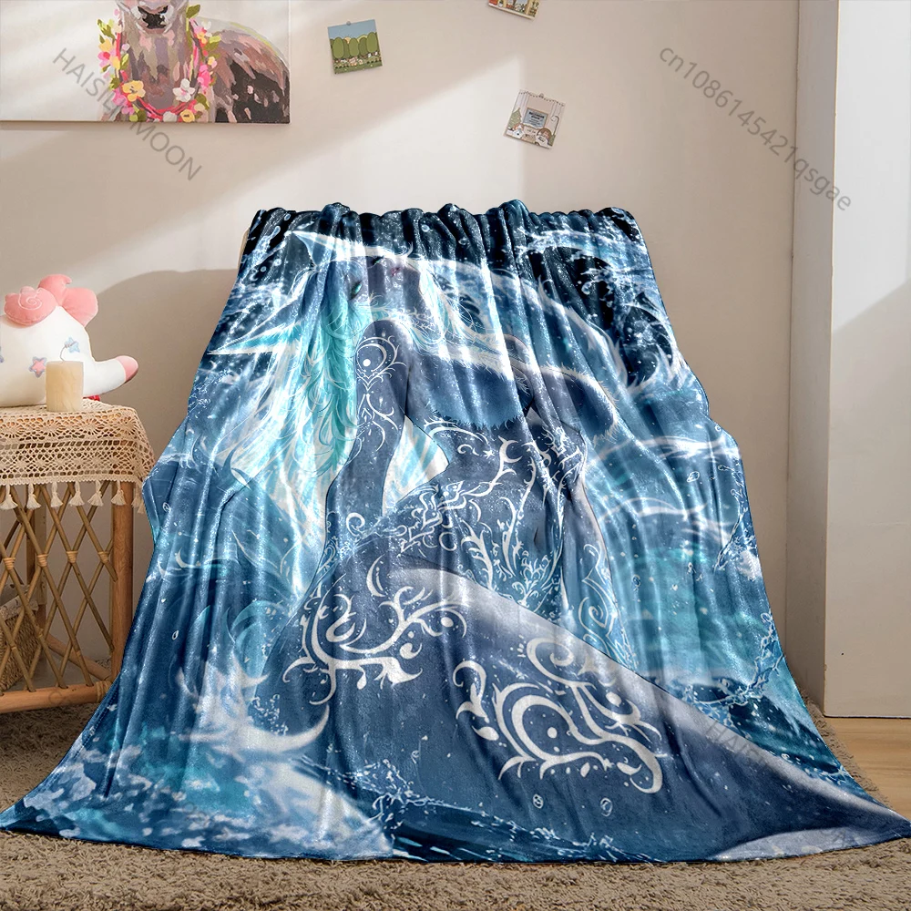 Moonlit fox spirit water splashes luminous Print Blanket Warm Soft Fluffy Kids Adult Sofa Bed Throw Outdoor Travel Camping RV