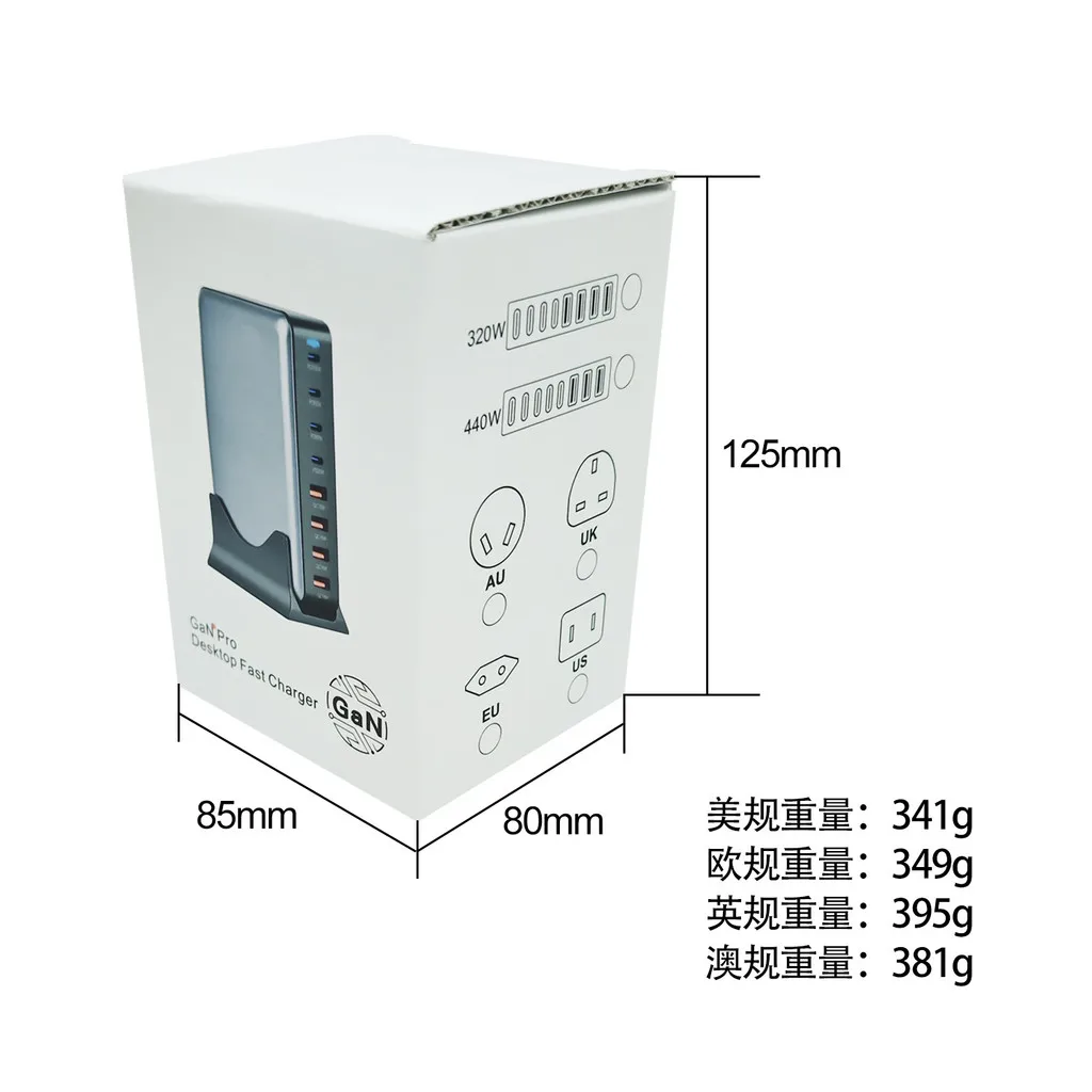 440 واط GaN شاحن الهاتف المكتبي PD شحن سريع محول الطاقة آيفون لهواوي لشاومي للكمبيوتر اللوحي الذكي