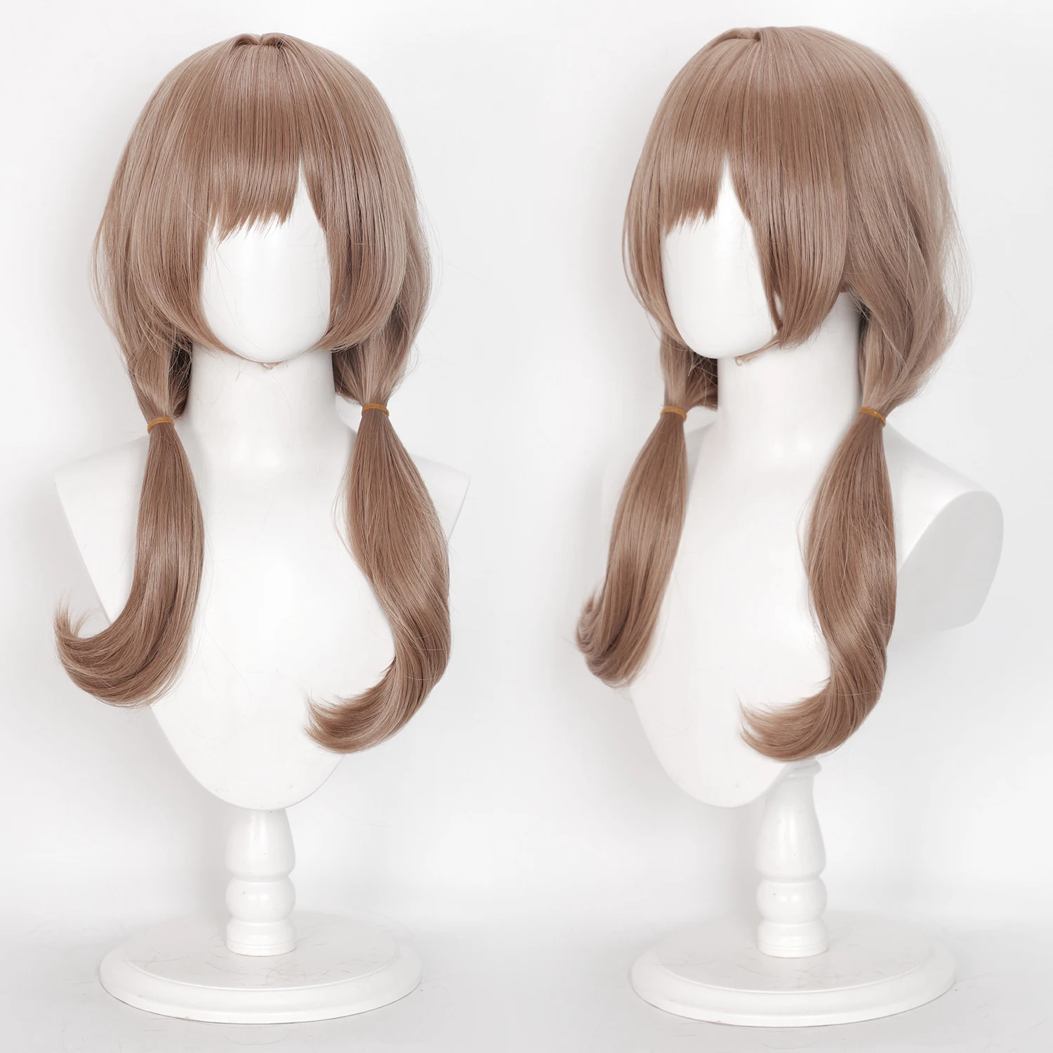 60cm NIKKE Bread Cosplay Wig Light Brown Double Ponytail Wavy Synthetic Hair for Goddess of Victory Anime Costume Party