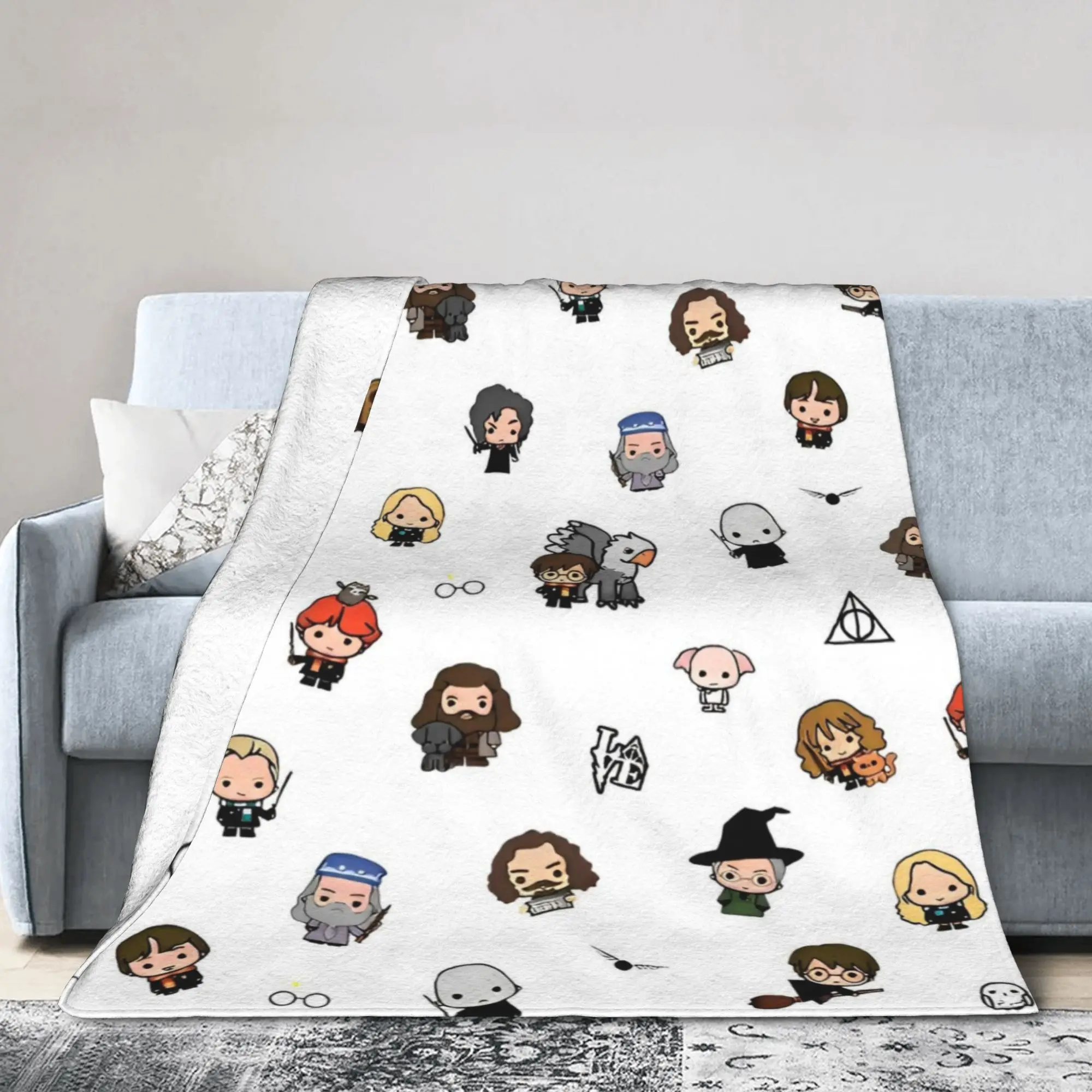 P-Potters Blanket Cover Cute Cartoon Plush Throw Blankets Summer Air Conditioning Decoration Ultra-Soft Warm Bedspreads,