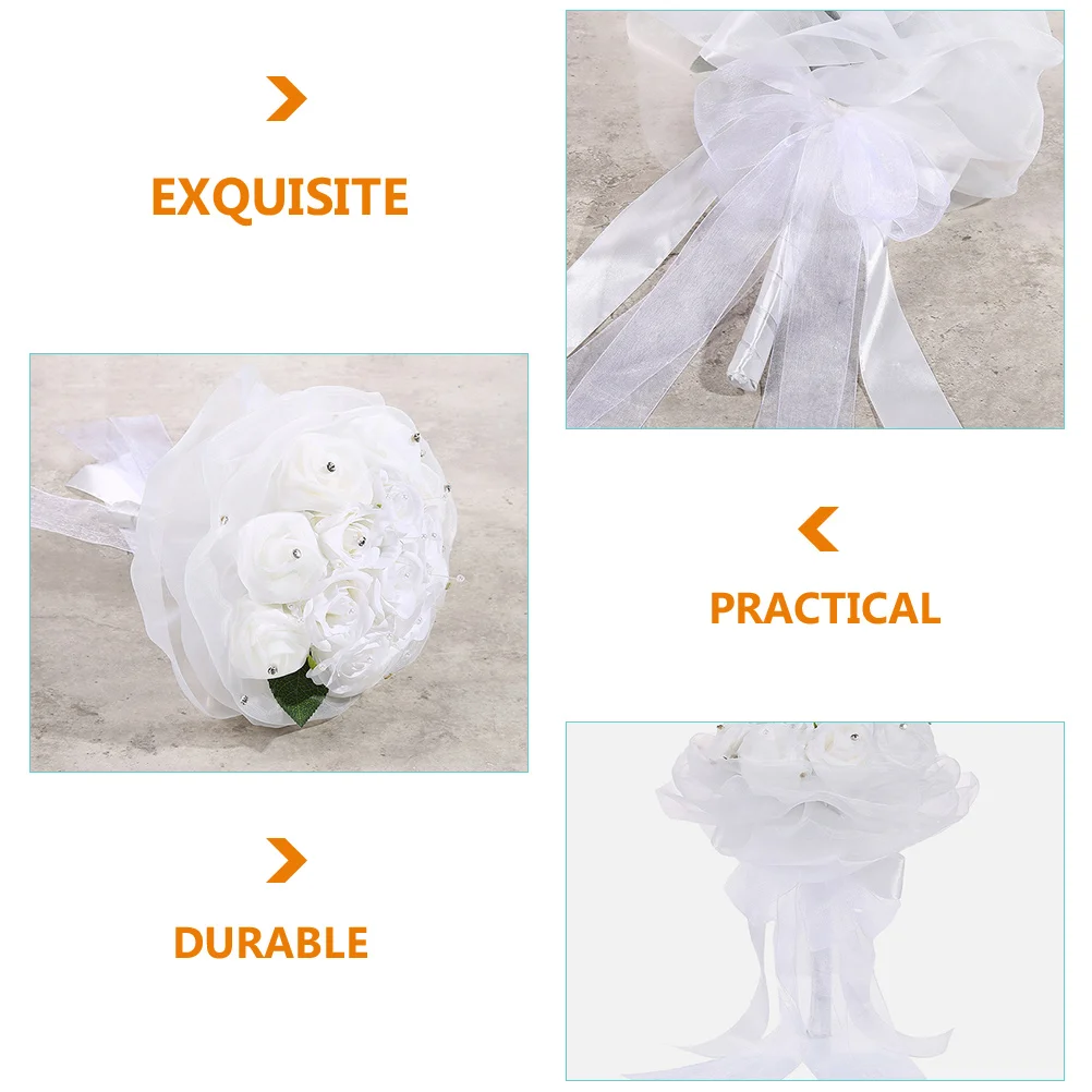

Pearl Hand-held Flower Artificial Bridal Bouquet Wedding Photo Fake Bouquets Lace
