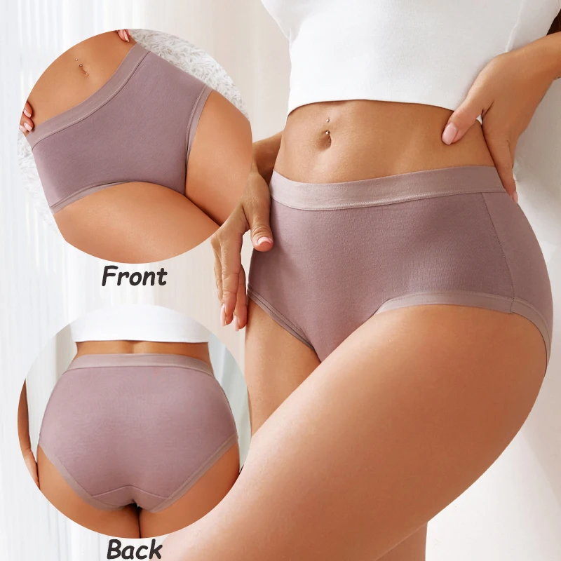FINETOO 3Pcs/Set Seamless Cotton Panties Women Solid Color High Rise Elastic Briefs Female Soft Comfortable Breathable Underwear