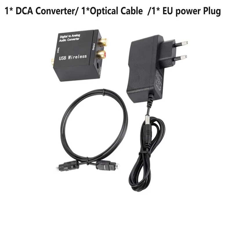 

EU US Plug Digital to Analog Audio Converter RCA R/L Audio Adapter DAC Amplifier Box for Coaxial Optical SPDIF ATV DAC Decoder