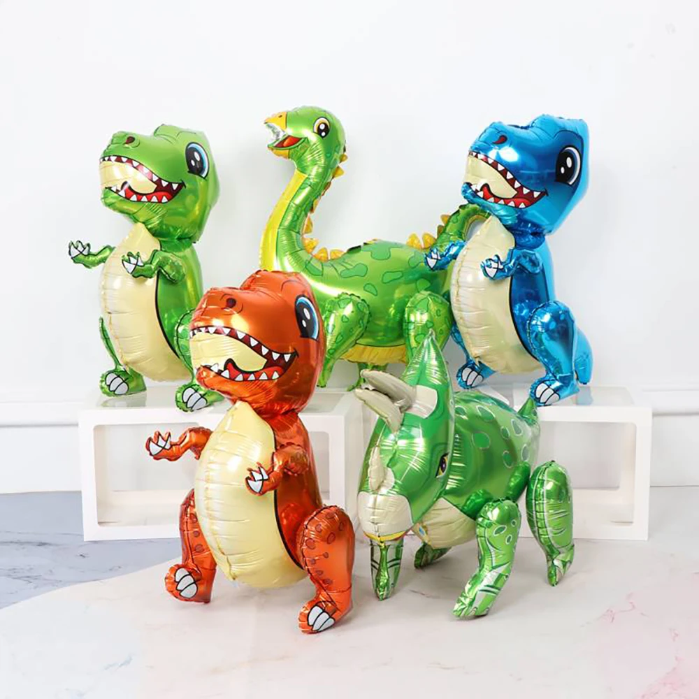 Giant Foil Dinosaur Self Standing Balloons for Kids Boys Girls Happy Dino Birthday Party Safari Animal Decoration Supplies Toys