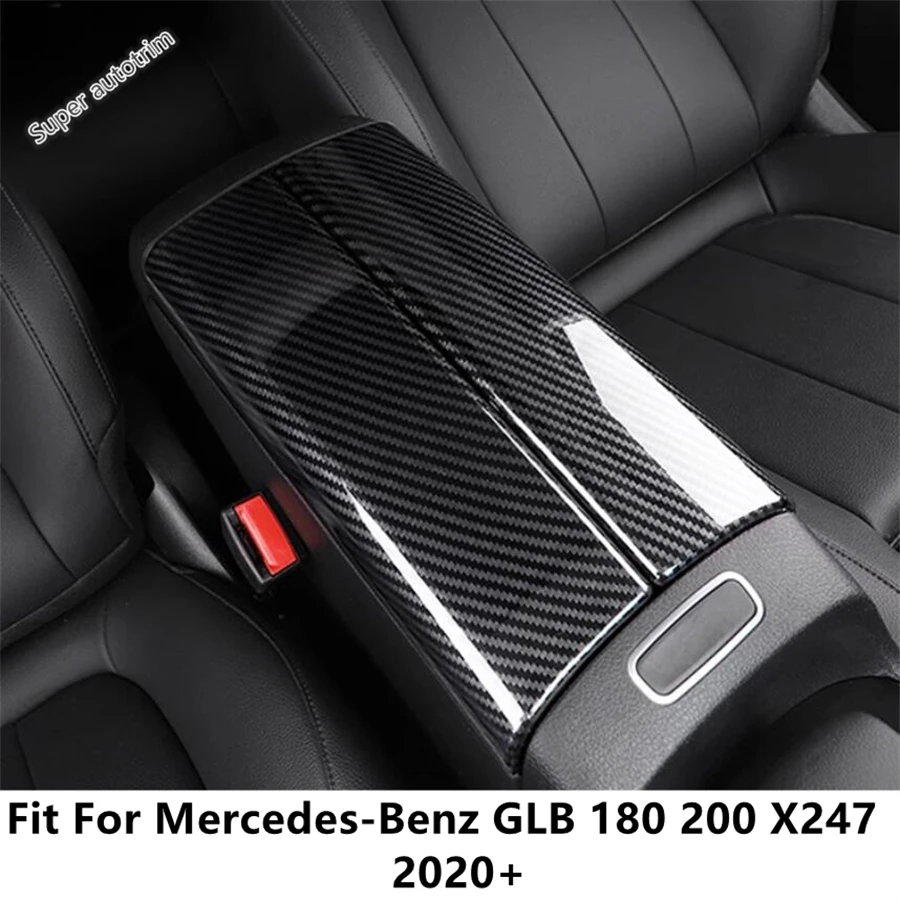 Center Console Armrest Box Panel Decoration Cover Trim For Benz GLB 180 200 X247 2020 - 2024 Carbon Fiber Interior Accessories