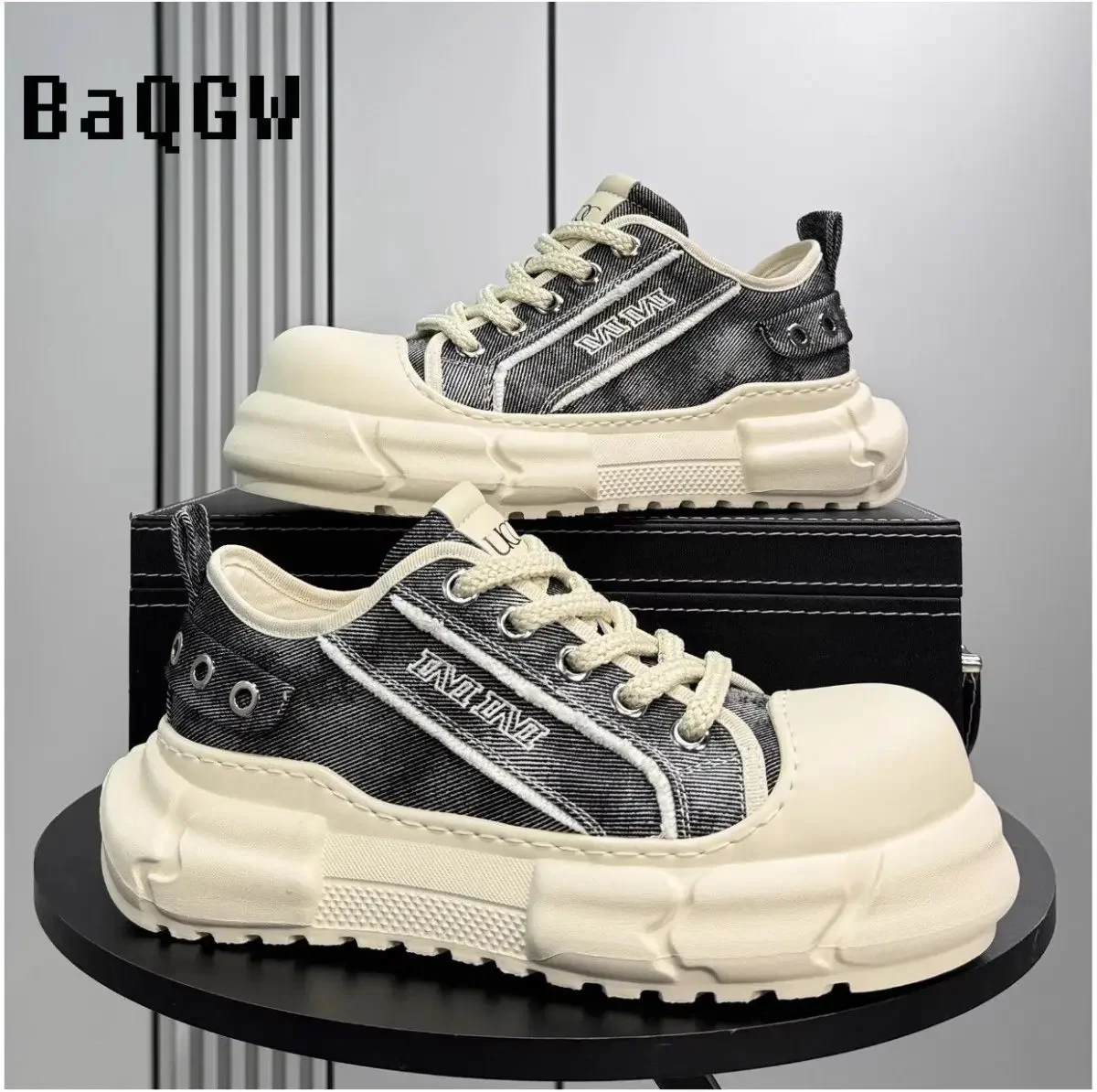 

Men Designer Canvas Casual Fashion Shoes Outdoor Sports Comfortable Running Thick Soles Anti-slip Wear-resistant Sport Sneakers