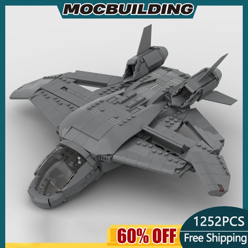 1252pcs MOC Building Block Movie Star Quinjet Sci-fi Style DIY Assembled Aircraft Model Toys Children\'s Gifts MOC-101501