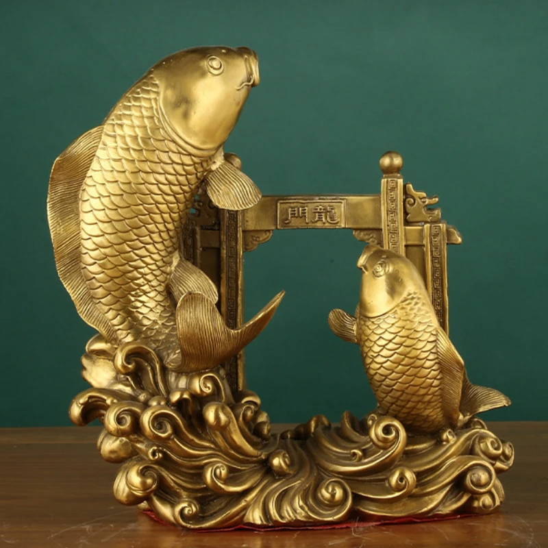

Home Decor Brass Fish Leaping Dragon Gate Pendant Annual Surplus Office Desktop Decoration Copper Ware