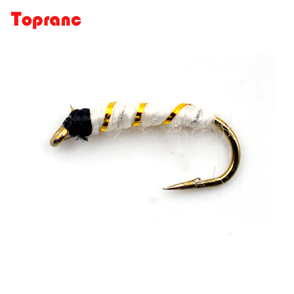 Topranc Outdoor-Angelzubehör, Fliegenfischköder mit Widerhaken, Nymphen-Pupa, nasse Fliegen, Forellenköder