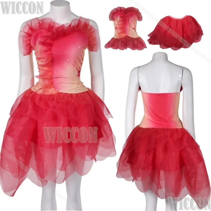 فستان الأميرة الأحمر من Glinda تنورة برعم شريرة أزياء الساحرات التأثيرية للنساء بدلة أريانا الوردية 2024 مخصصة؛ 2 ك، 8؛ ج'