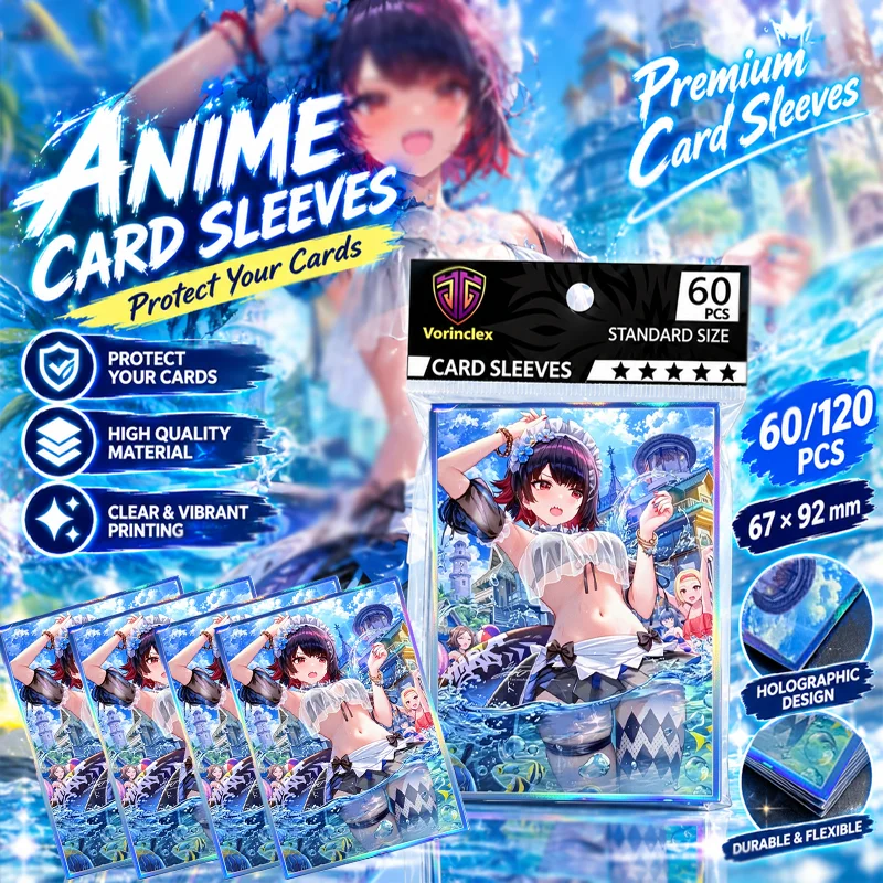 120PCS 67x92mm Holographic Anime Card Sleeves Standard Size TCG Card Protector MTG PTCG Trading Cards Ellen Joe Waifu Sleeves