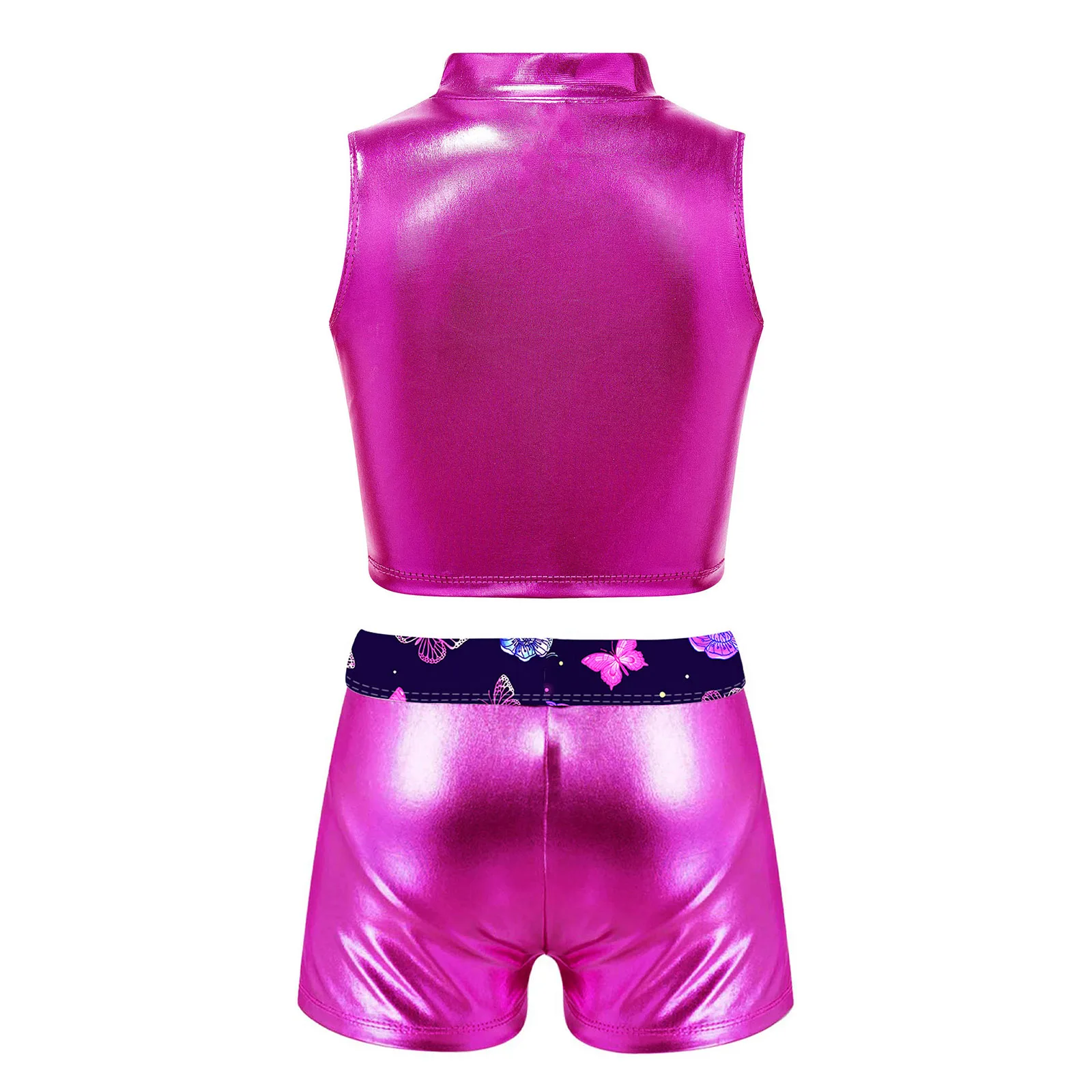 Kids Girls Metallic Ballet Outfit for Rhythmic Gymnastics Leotard Hip Hop Performance Ballerina Children Jazz Dance Costume