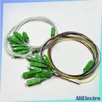 10pcs/lot SC/APC 1X2 1X4 1X8 1X16 PLC Splitter 0.9mm Steel Tube 1m Fiber Optic Splitter White/Color Fiber Optic Connector