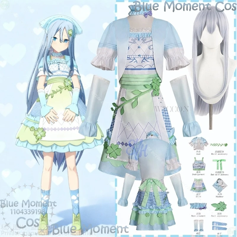 

Игровой проект Sekai Косплей Yoisaki Kanade Костюм Сине-зеленое платье в идиллическом стиле с рисунком клевера Лолита Хэллоуин Карнавальный наряд