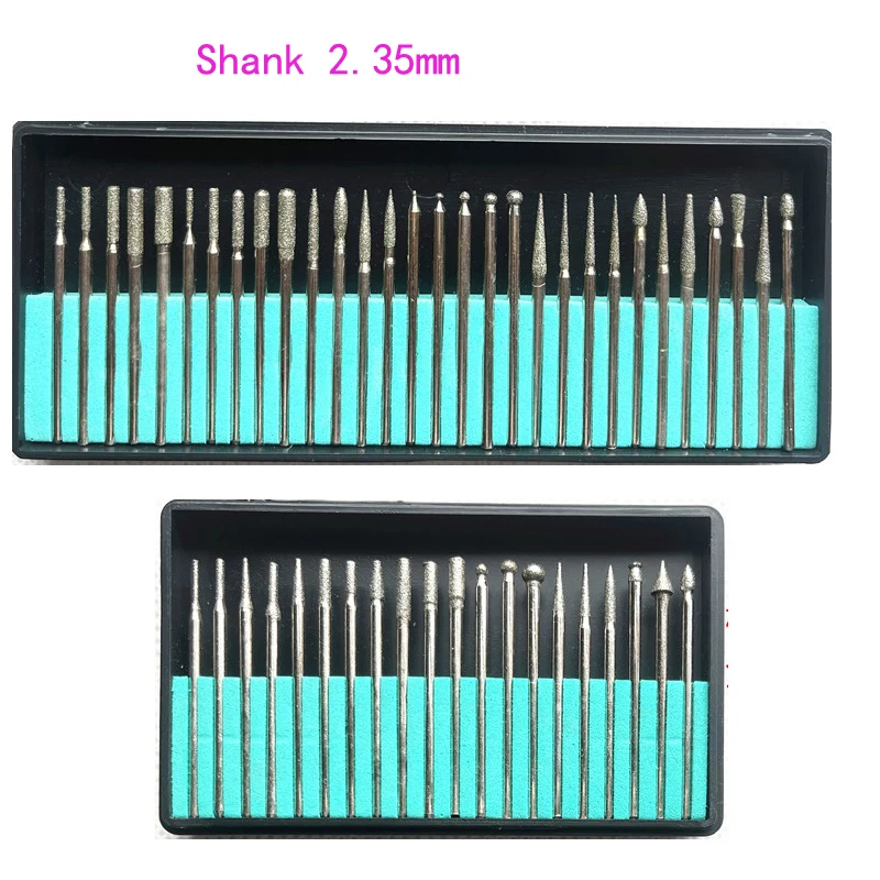 Dental Carving Polishing Manicure Head Diamond Grinding Bur Electroplated Gold Steel Sand Alloy Shank 2.35mm