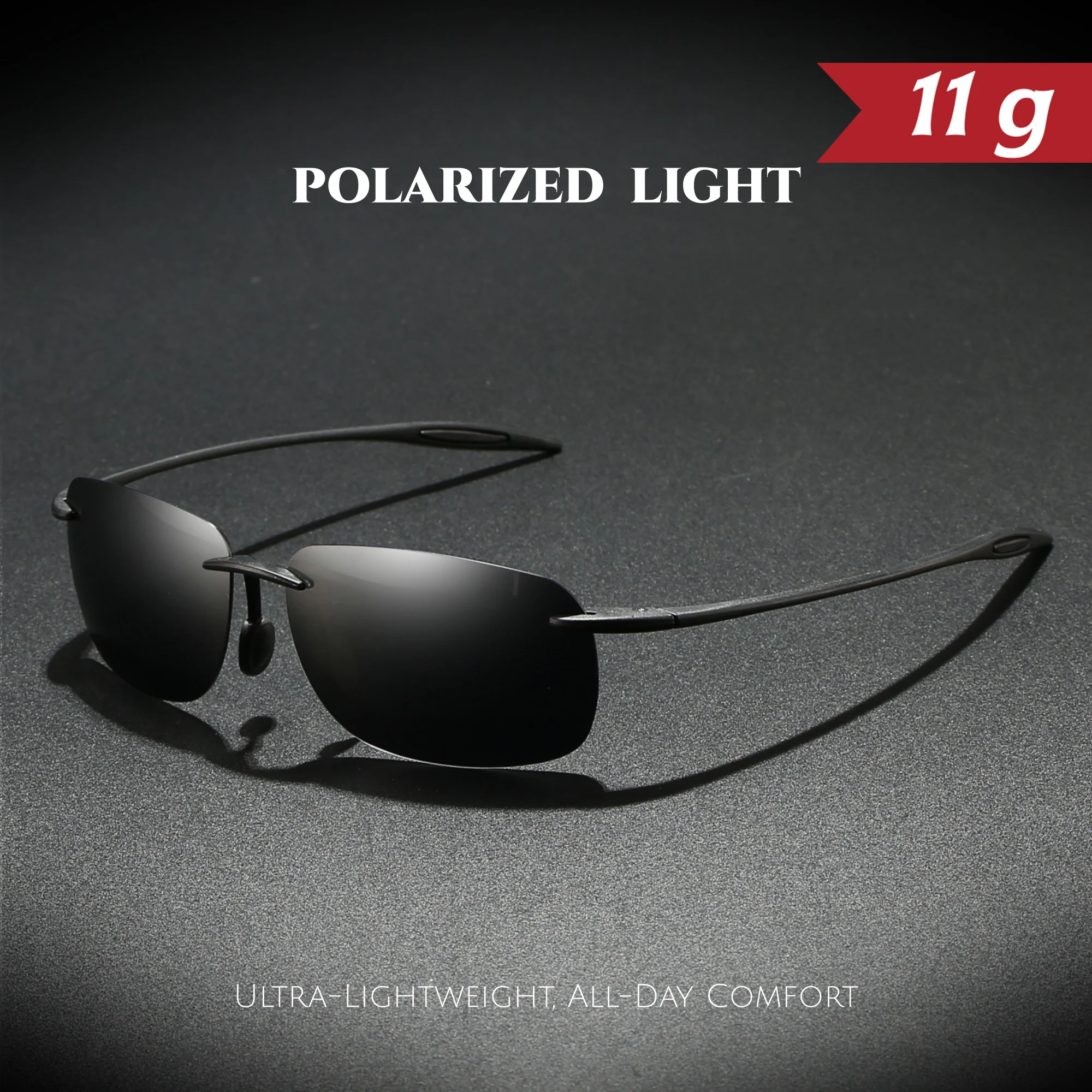 Lunettes de soleil aviateur polarisées sans cadre TR90 ultra légères 11 g – Flexibles et confortable