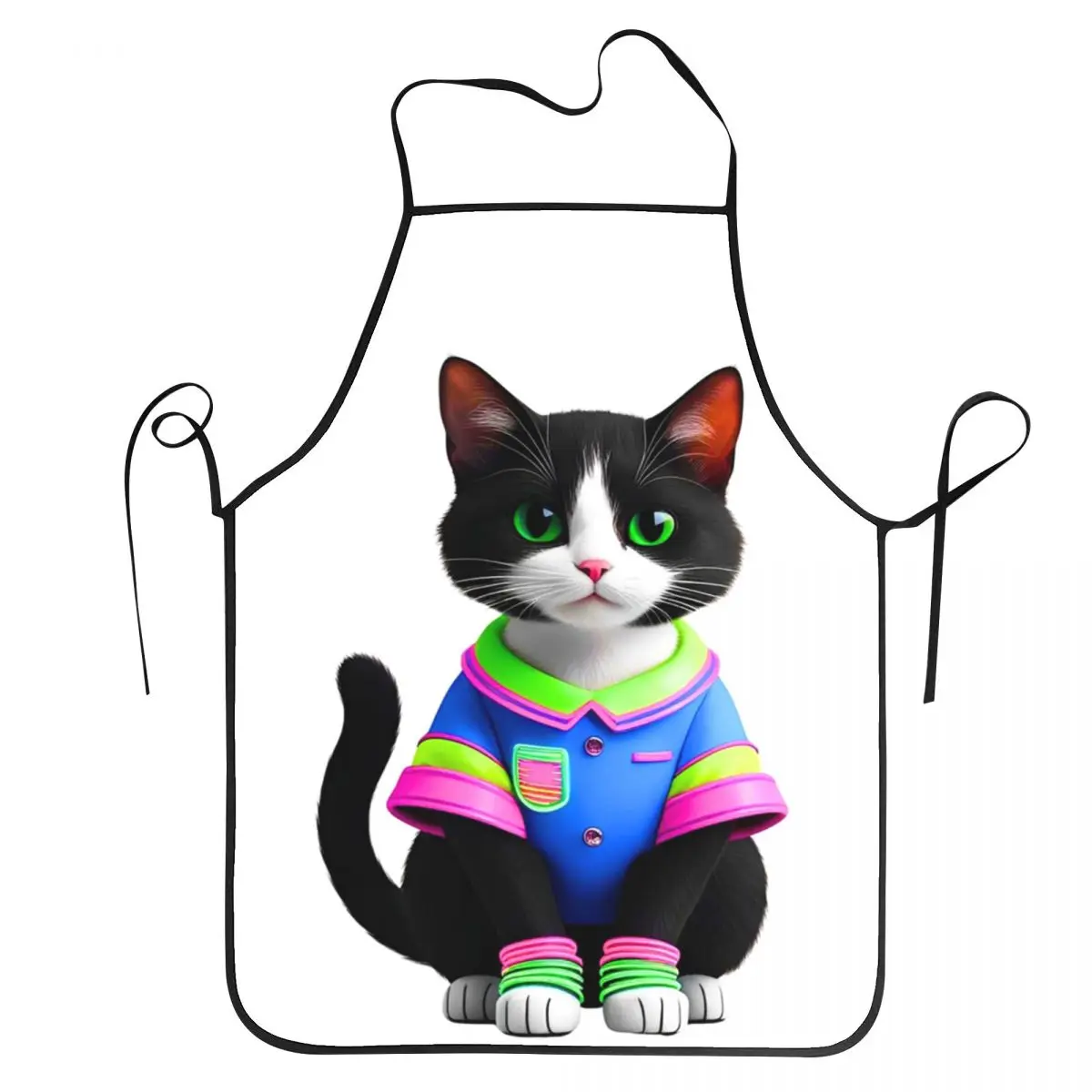 

1980-е годы смокинг Kitty Cat-Neon фартуки шеф-повар кулинария кухня Tablier нагрудник без рукавов кухонная уборка сарафан для женщин мужчин садоводство