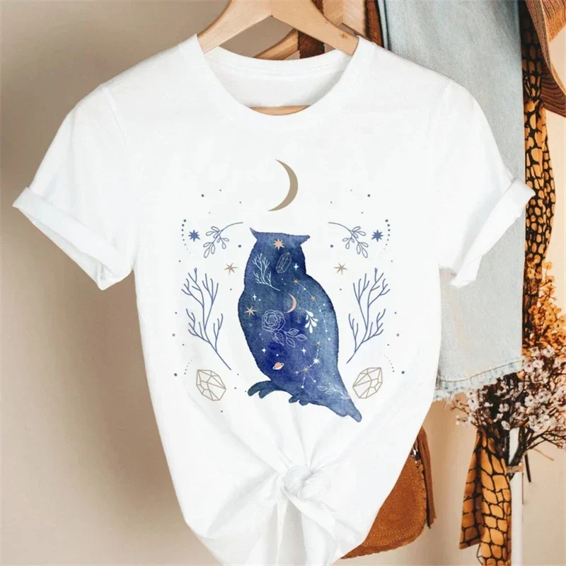 Cartoon Blue Whale Print t-shirt Cotton Retro Harajuku abbigliamento a maniche corte Top Y2k t-shirt Summer Harajuku Large t-shirt