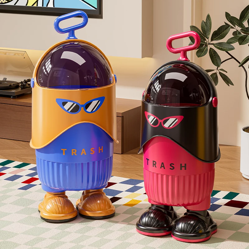 

Large Capaci Cartoon Tra Can for Home Use Bedroom Batoom Kitchen Living Room with Lid Creative Cute Design High Aesthet...