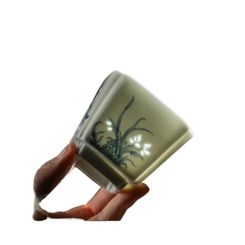 teacup, master cup, high-end firewood kiln blue and white exquisite ceramic single cup