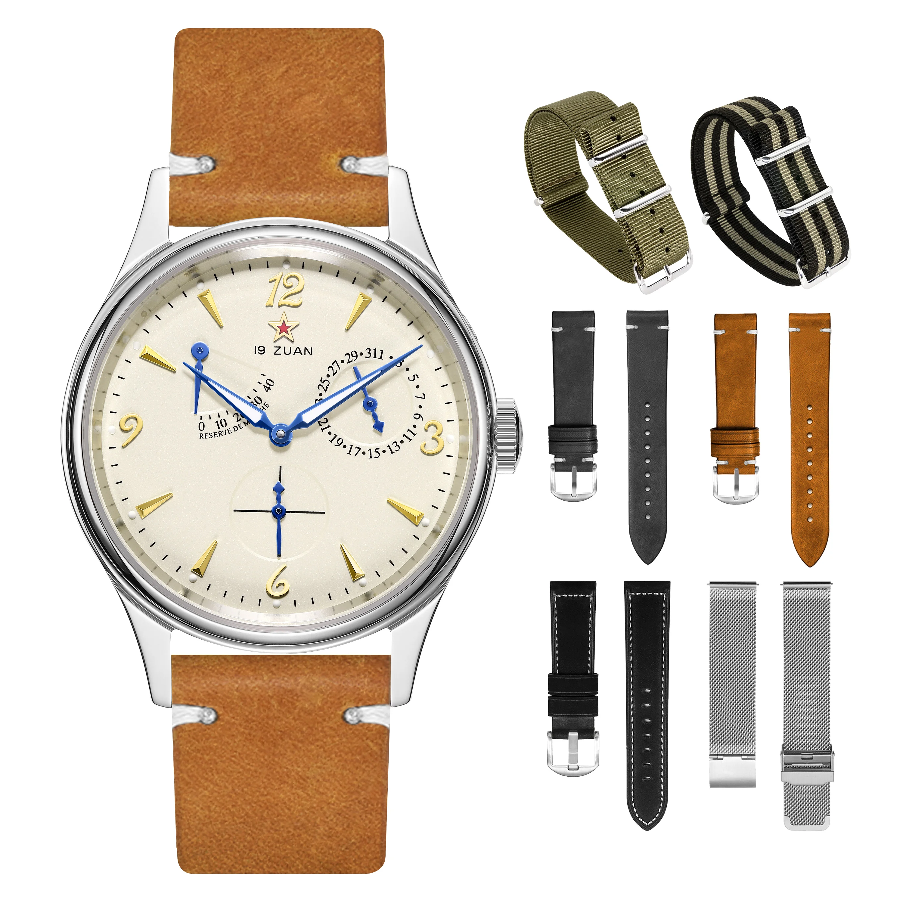 

Seagull 1963 watches ST1780 Movement 40mm Pilot Watch of Men Automatic Mechanial Wrist Waterpoorf Retro with New Leather Edition