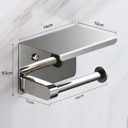 Soporte de papel higiénico de aleación de aluminio, estante con bandeja, accesorios de baño, colgante de pared de cocina, portarrollos de papel higiénico sin perforaciones