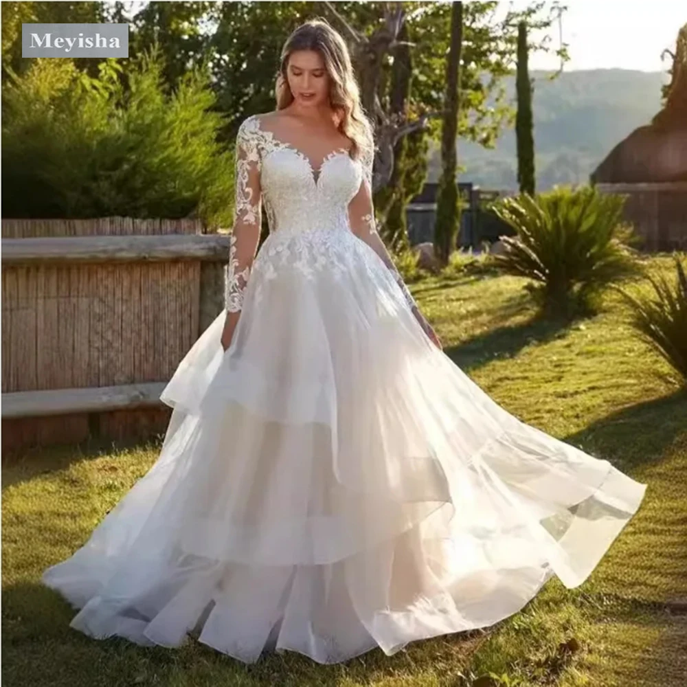 ZJ9450 Glamorous novia princesa Sexy corsé lujoso vestido de novia de varias capas apliques de novia vestido de novia esponjoso 2025