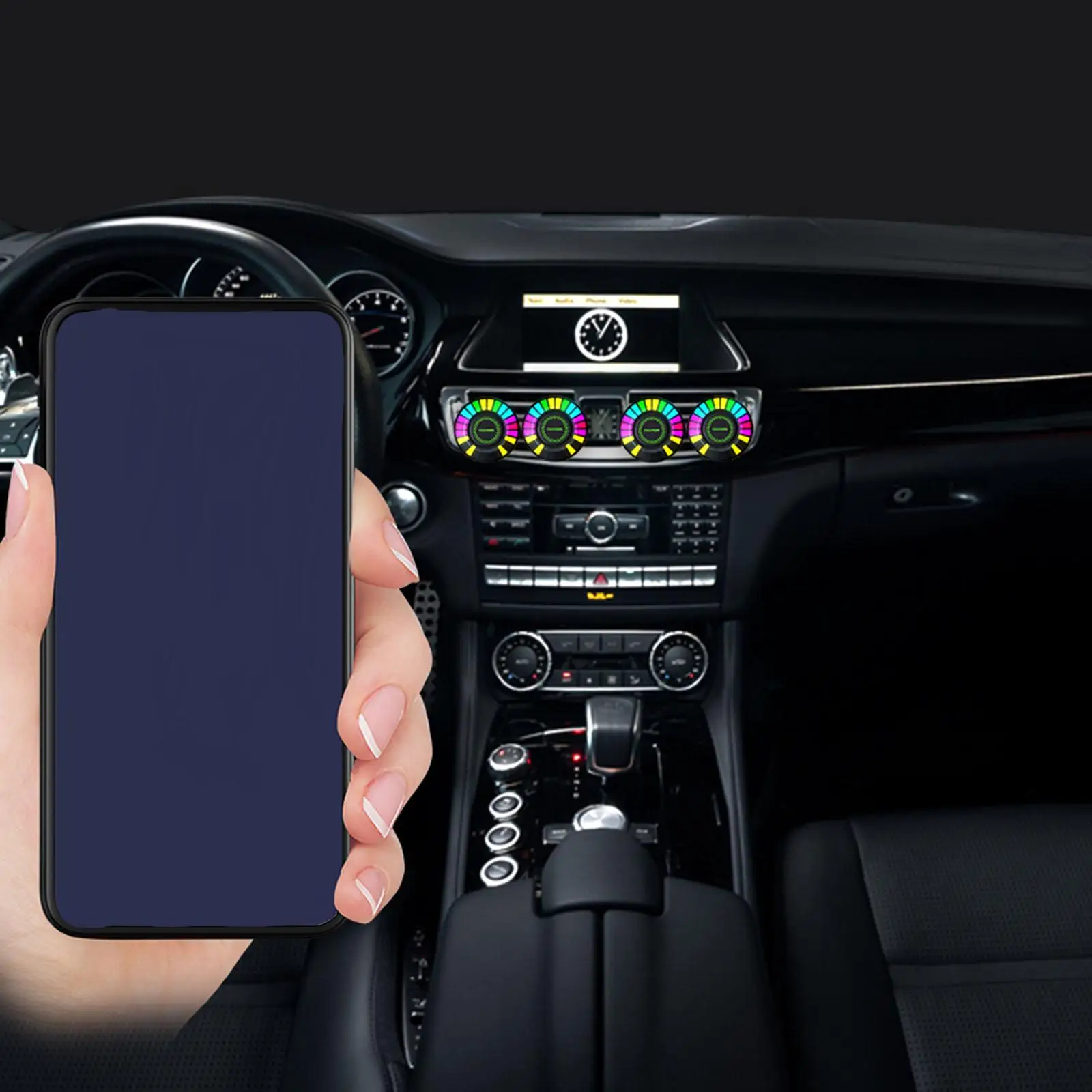 Interior Car Lights LED 24 Leds Multicolor Voice Control Atmosphere Light with for Car Vent