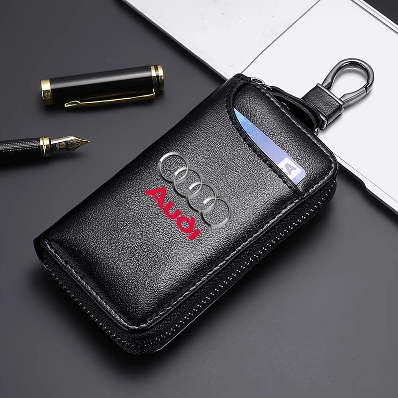 

Genuine Leather KeyChain Multifunction Wallet Car Key Case Keys Pouch For Audi Sline A1 A3 A4 A5 A6 A7 A8 Q3 Q5 Q7 TT RS Quattro