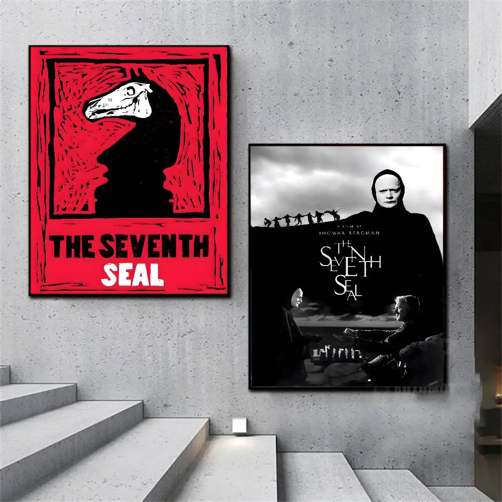 فيلم العمل الكلاسيكي T-الختم السابع ملصق فني عالي الوضوح ذاتي اللصق مقاوم للماء ديكور المنزل