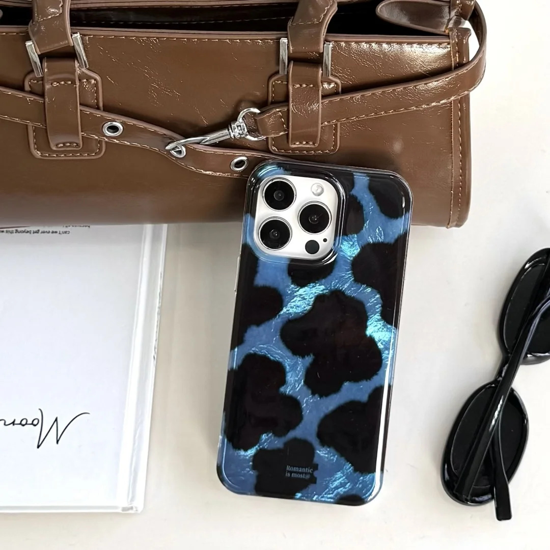 Custodia per telefono laser con segni di inchiostro semplici per telefono 16 15 14 13 12 Pro Max Plus Elegante copertura per paraurti posteriore con stampa leopardata