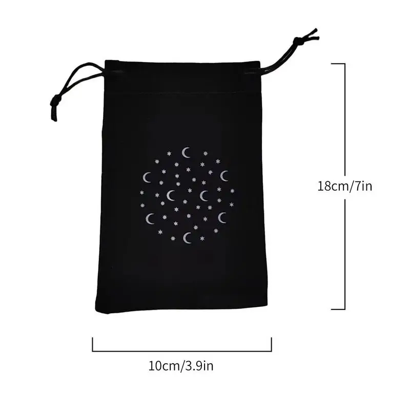 Moon Star Printed Tarot Card Storage Bag Soft Velvet Oracle Cards Bag With Drawstrings, Tarot Card Holder Bag