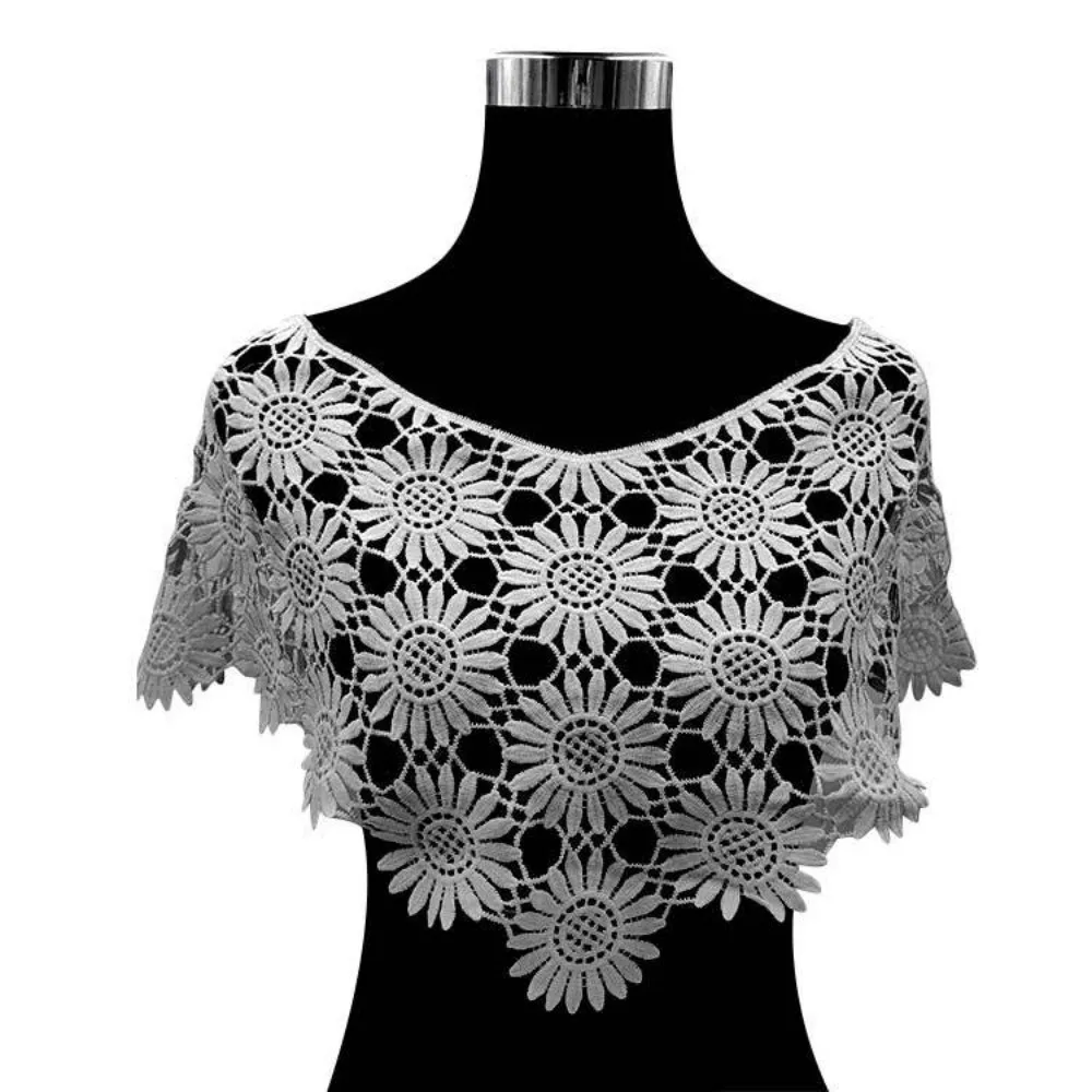 Fashion Creative False Crochet Collar Tulle Lace Boho Chic Lace Shawl Poncho Layered Look DIY Fake Collar Clothes Decoration