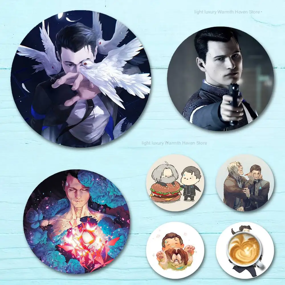 

Game D-Detroit Become Human Round Anime Wooden Coasters DIY Decorations Birthday Valentine Gifts