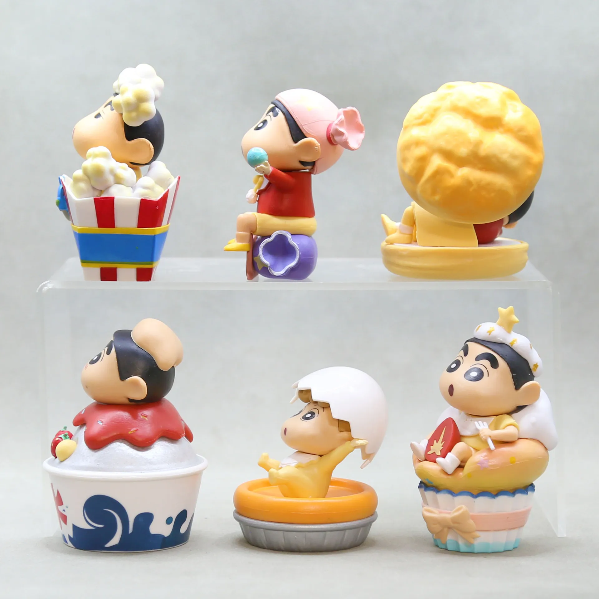 8 centimetri 6 pz/set Anime Crayon Shin-Chan Dim Sum Time Pvc Fai Da Te Figura Giocattoli Per Bambini Giocattoli Regali Auto Ornamento Cottura Della Torta decorazione regali