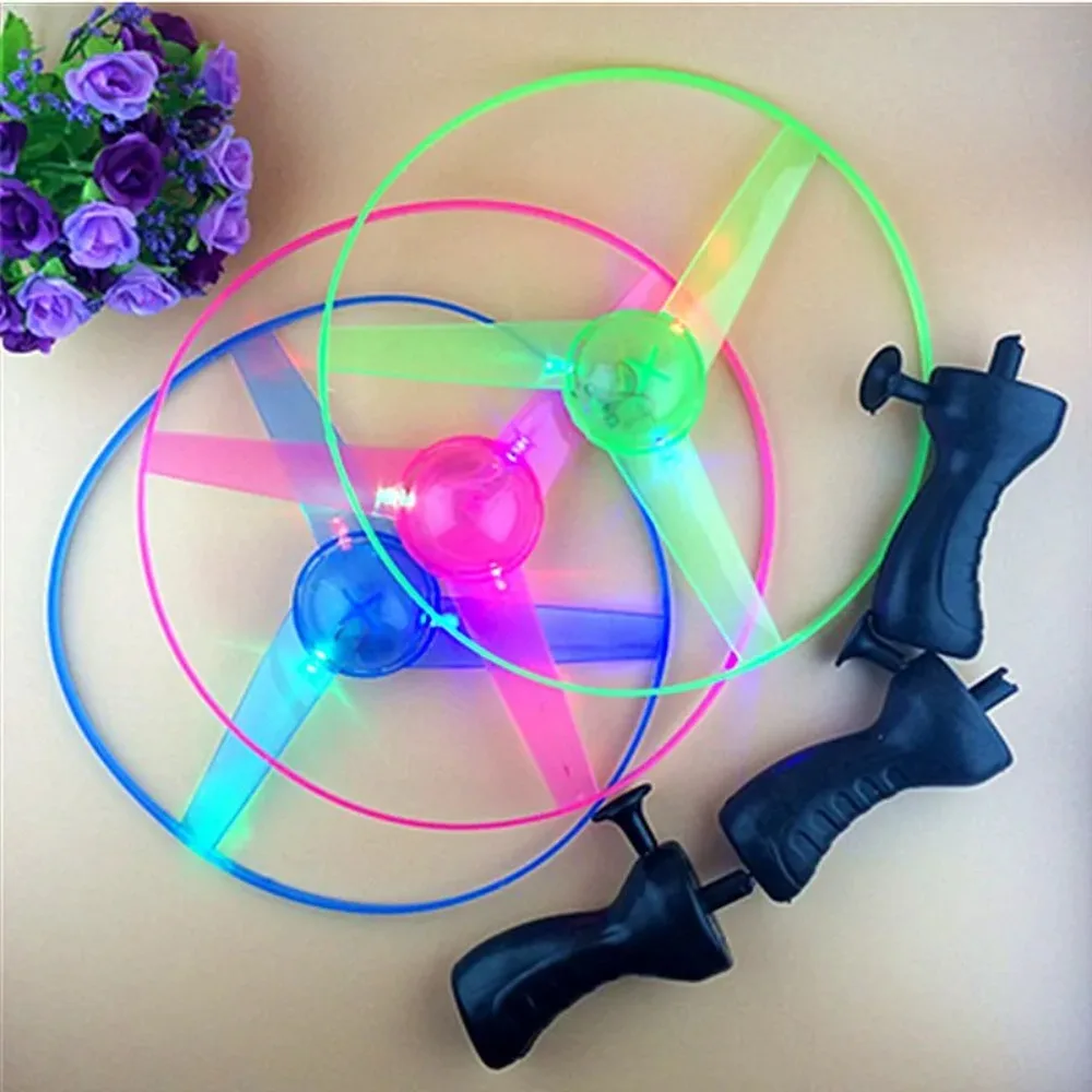 NEW Kids Luminous Flying Disc Propeller Toys LED Lighting Pull String Flying UFO Toy Spinning Top Outdoor Game Sports Toy Gift