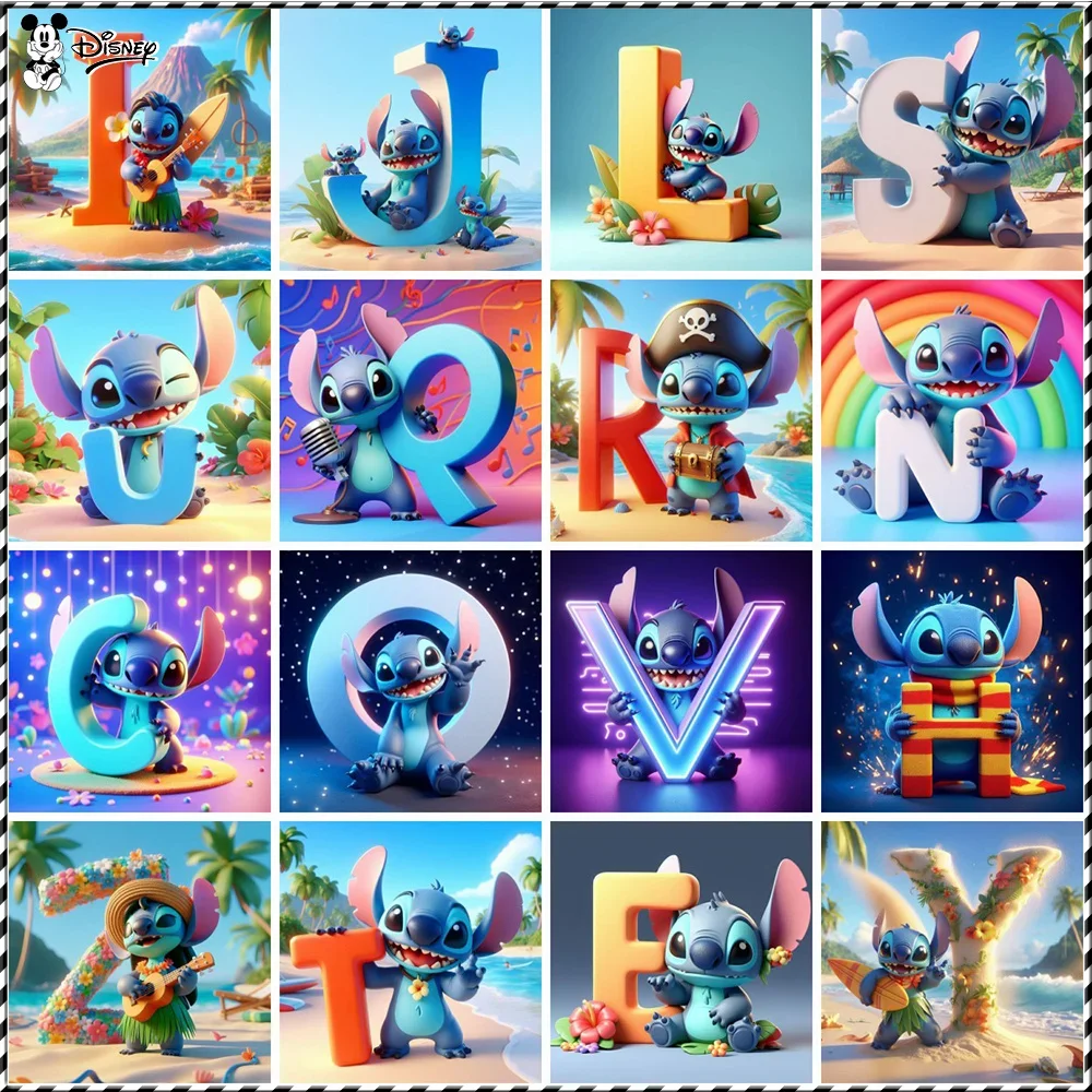 

Disney Stitch 5D алмазная живопись полные дрели DIY круглые стразы английский алфавит декоративная живопись мозаика ремесло