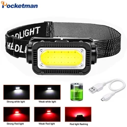 Rechargeable COB LED Headlamp High Power Built-in Battery Powered Headlight Outdoor Waterproof Head Lamp Head Flashlight