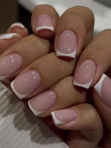 24pcs/set short square fake nails for women cute bride heart white french tips faux ongles y2k press on false nail supplies - View 1 24pcs/set short square fake nails for women cute bride heart white french tips faux ongles y2k press on false nail supplies - View 1
