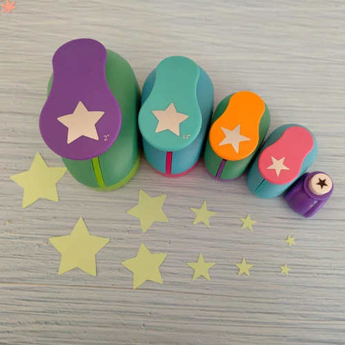 Perforadora de papel artesanal con forma de estrella, perforadora escolar para álbum de recortes, herramienta de estampado EVA, 3 "", 2"", 1,5"", 1 ud.