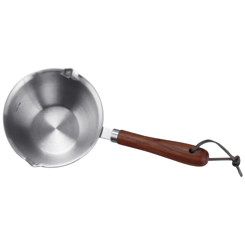 

1pc Stainless Steel Sauce Pan With 2 Pour Spouts Small Milk Pot For Cooking Oil Butter Soup Steaming Pot Reusable