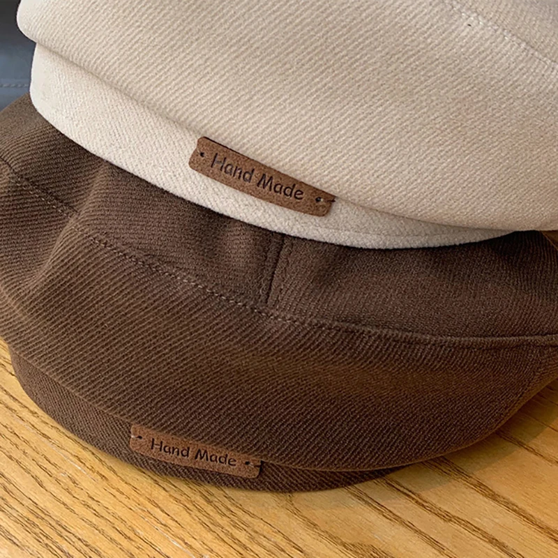 Outdoor-Malerhut, britischer französischer Hundert-Leder-Baskenmütze mit Etikett, Damen, Herbst/Winter – Detail 10