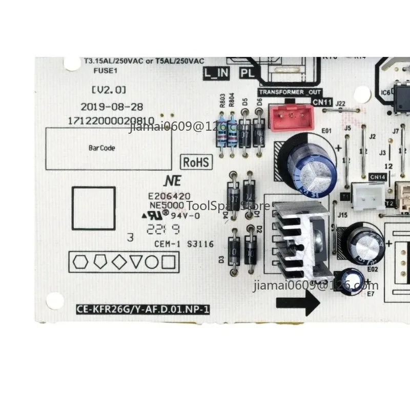 CE-KFR26G/Y-AF.D.01.NP-1 17122000020810 Air Conditioner Indoor Unit Control Board PCB Replacement Spare Parts