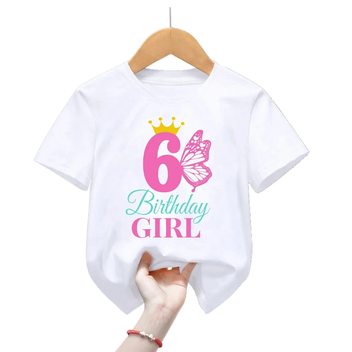 Birthday Surprise! Cute Princess Crown T-Shirt for Girls 1-11th Celebration, Short Sleeve Tops