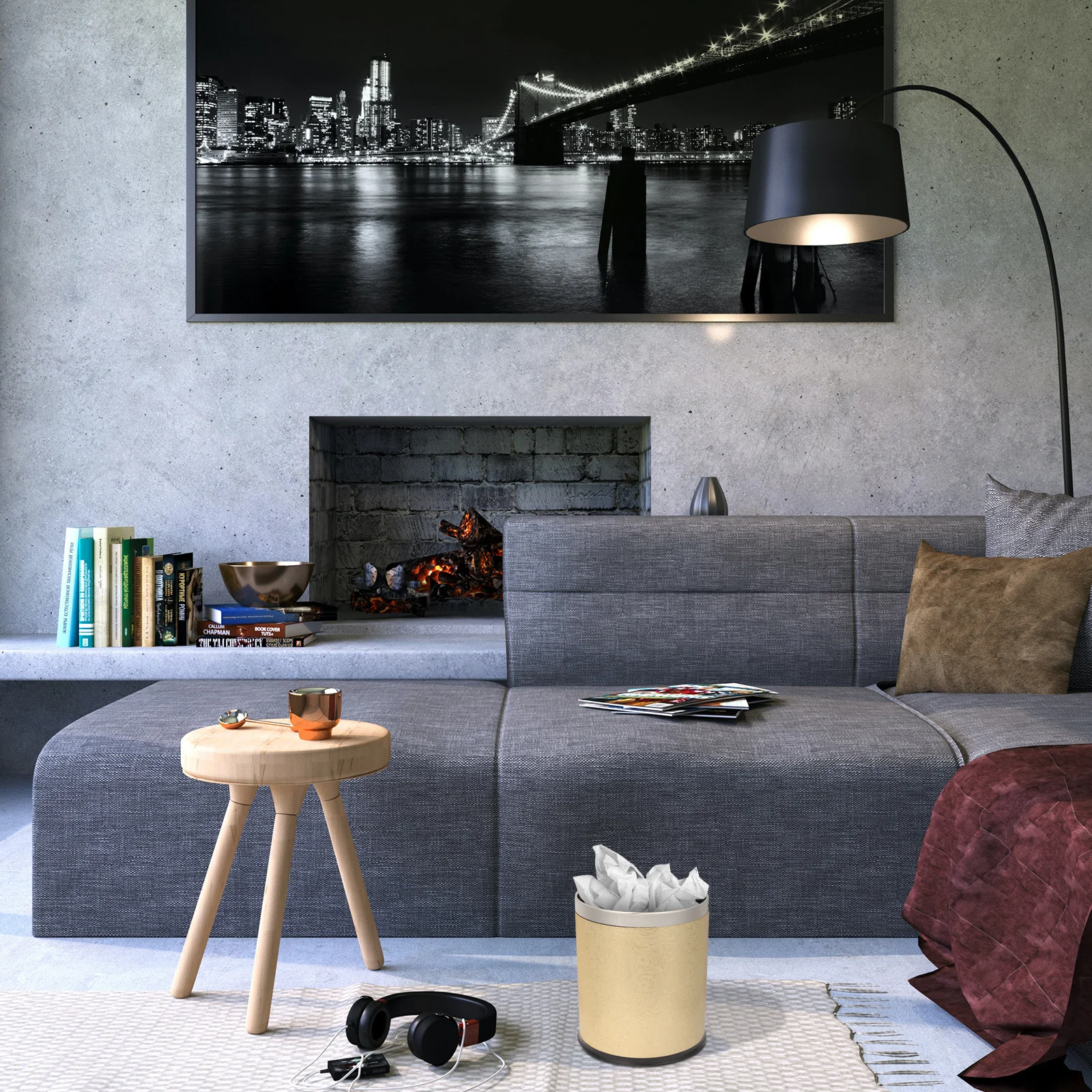 

Double Layer Waste Container Trash Can for Home Bathroom Kitchen Use Thickened Non-Slip Base Large Capacity