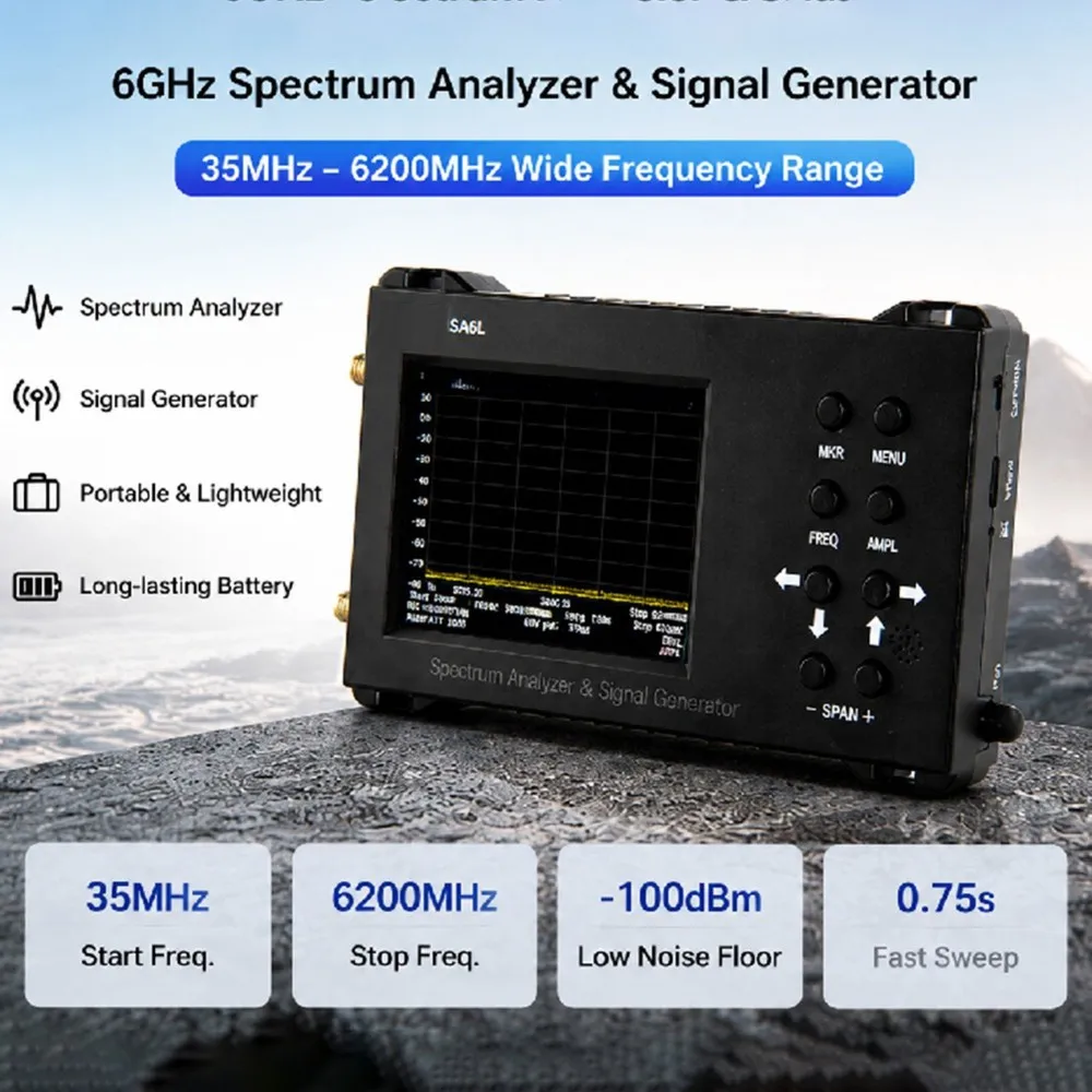 ABFI Portable Spectrum Analyzer 3.5-6.2 Ghz RF Signal Source Generator RF Tester Radio Signal Direction Finding Generator
