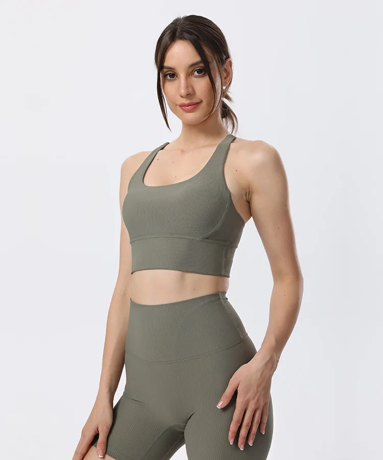 Colete com nervuras para mulheres, camisola, sportswear, tops, sutiã